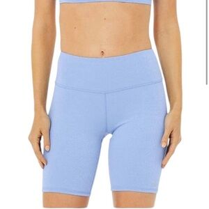 ALO Yoga High Waist Glitter Bike Short in Marina/Silver Sz XS